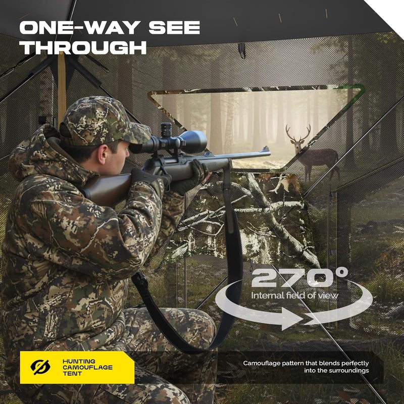 LHUTOR Hunting Blind, 2 Person Pop Up Blinds 360/270 Degree See Through,3-4 Portable Person Hunting Ground Blinds for Deer - Image 3